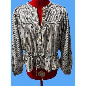 Pilcro Anthropologie Women’s Blue Striped Blouse Size XS